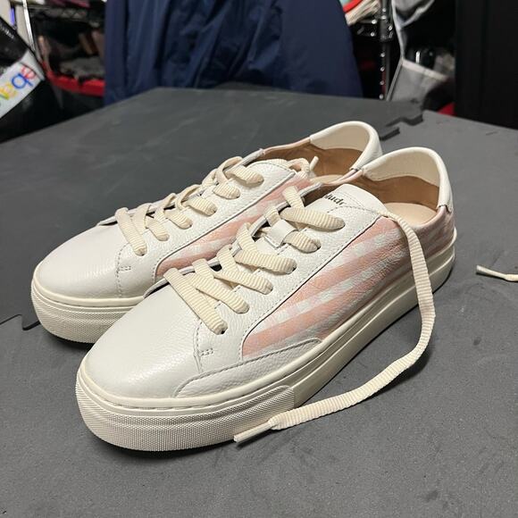 Soludos womens Check‎ Mate Ibiza Platform Sneaker Peach Womens size 10 - Picture 4 of 4